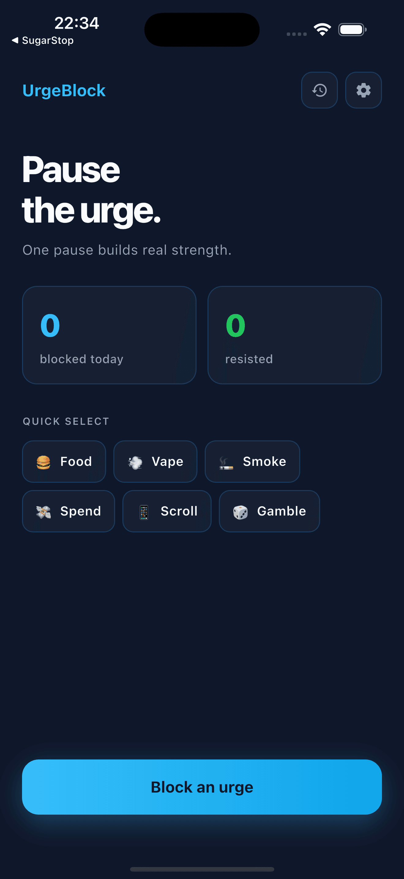 UrgeBlock category picker